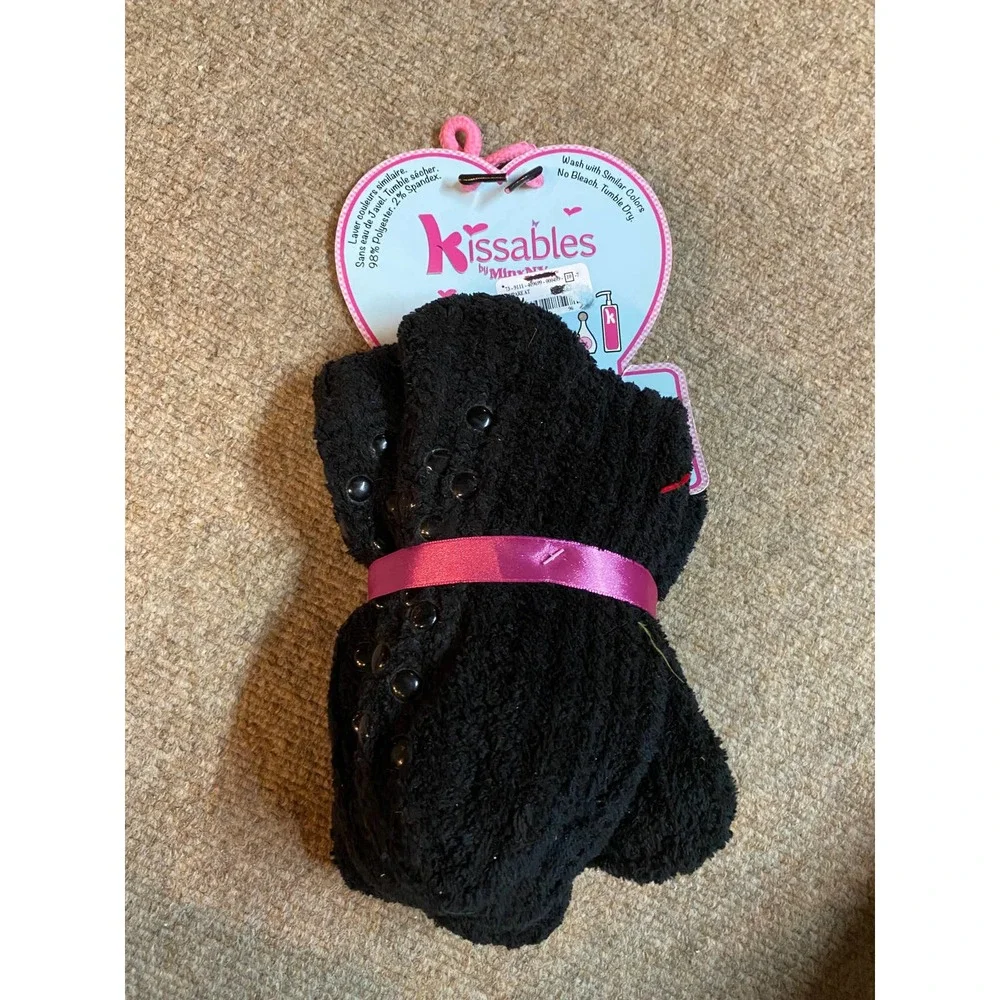 Minx NYC Kissables Lavender Infused Black Fuzzy Socks with Non Skid Soles